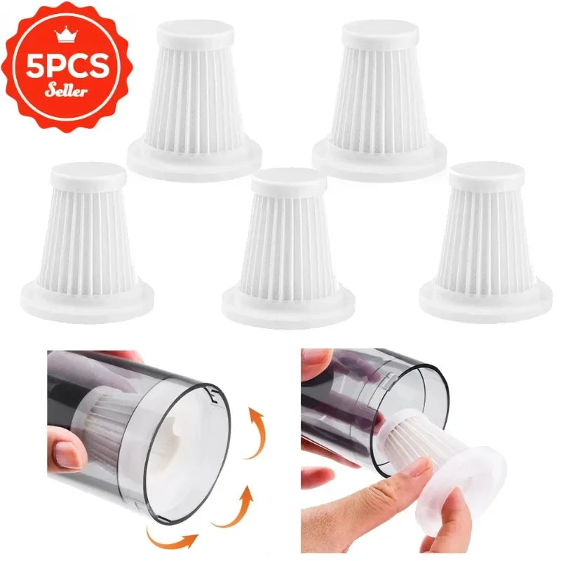 5Pcs Car Vacuum Cleaner Filter Wireless Handheld Dust Collector Washable Air Filter Cartridge Repeatable Applicability Interior