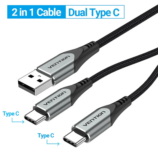 USB Type C Cable for Huawei P40 Pro Mate 30 Pro Dual USB C Fast USB Charging Cord for Xiaomi Samsung S20 Type-C Cable