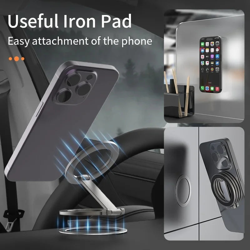 Foldable Double Sided Magnetic Phone Holder for Magsafe Gym Treadmill  Folding Car Holder Magnetic Smartphone Stand