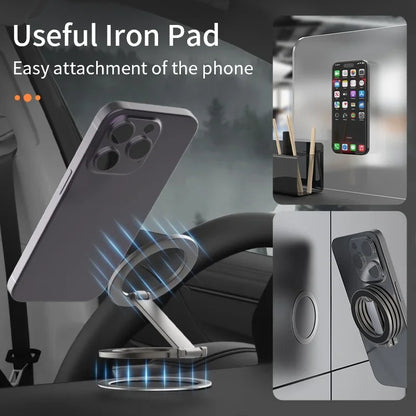 Foldable Double Sided Magnetic Phone Holder for Magsafe Gym Treadmill  Folding Car Holder Magnetic Smartphone Stand
